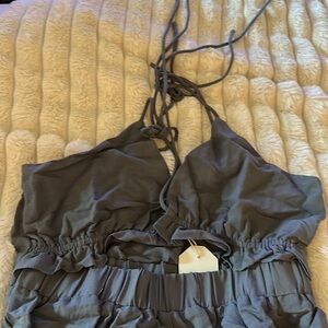Size medium charcoal, front tie jumpsuit